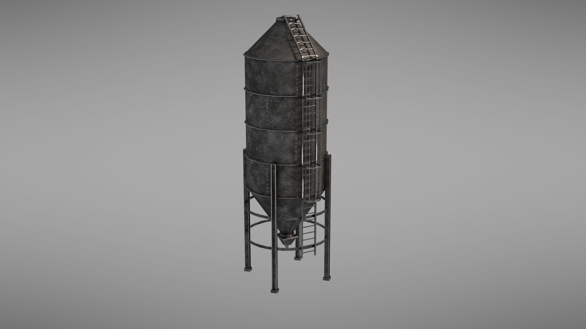 Silos metal silo Low-poly 3D model_21
