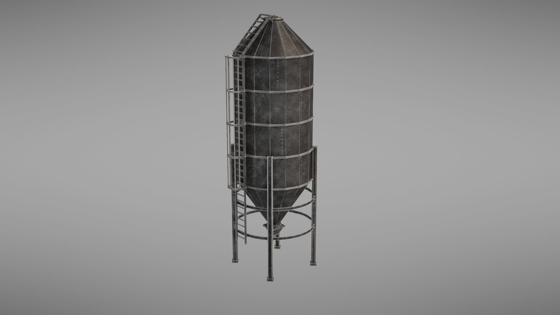 Silos metal silo Low-poly 3D model_37
