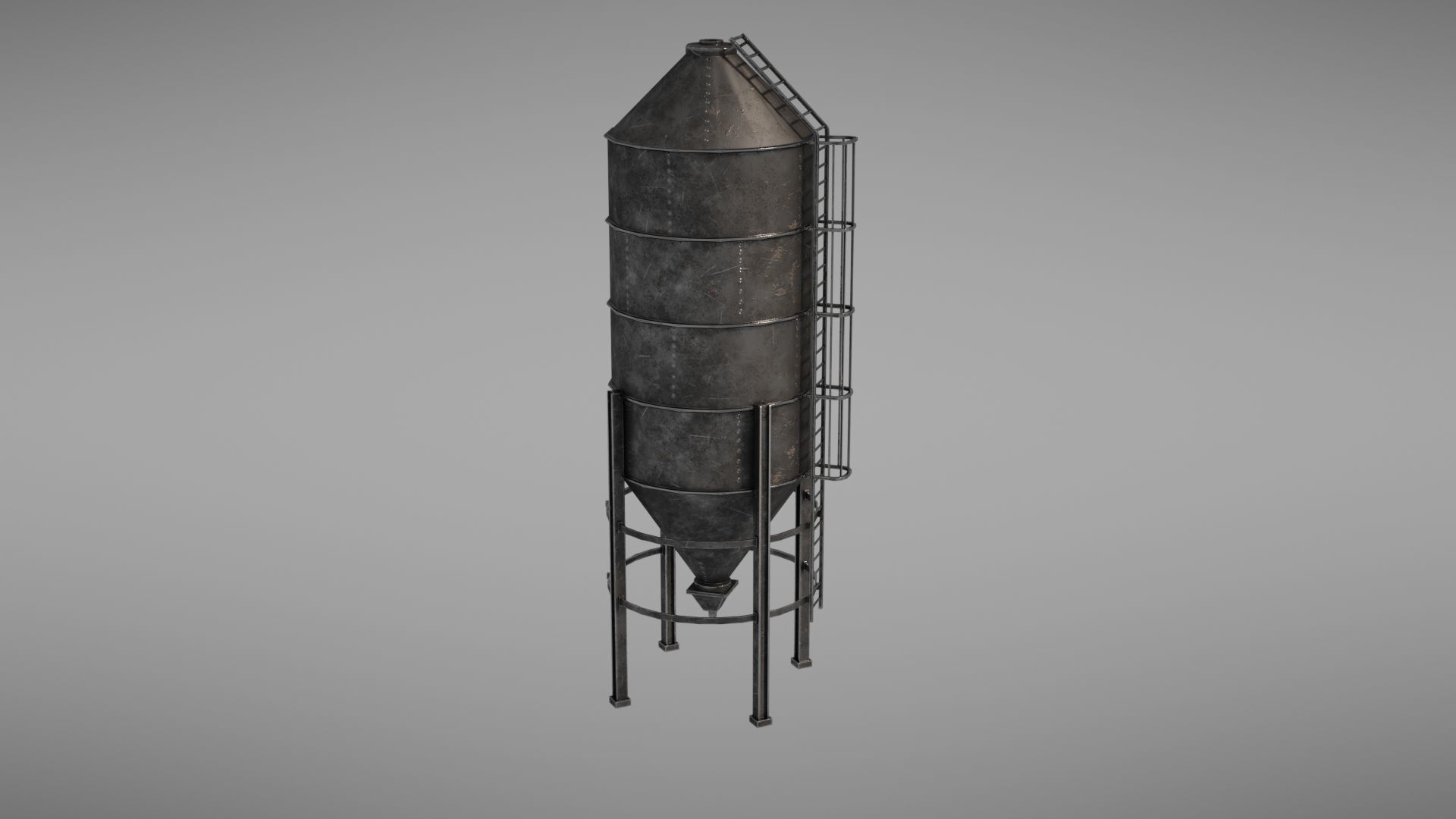 Silos metal silo Low-poly 3D model_7