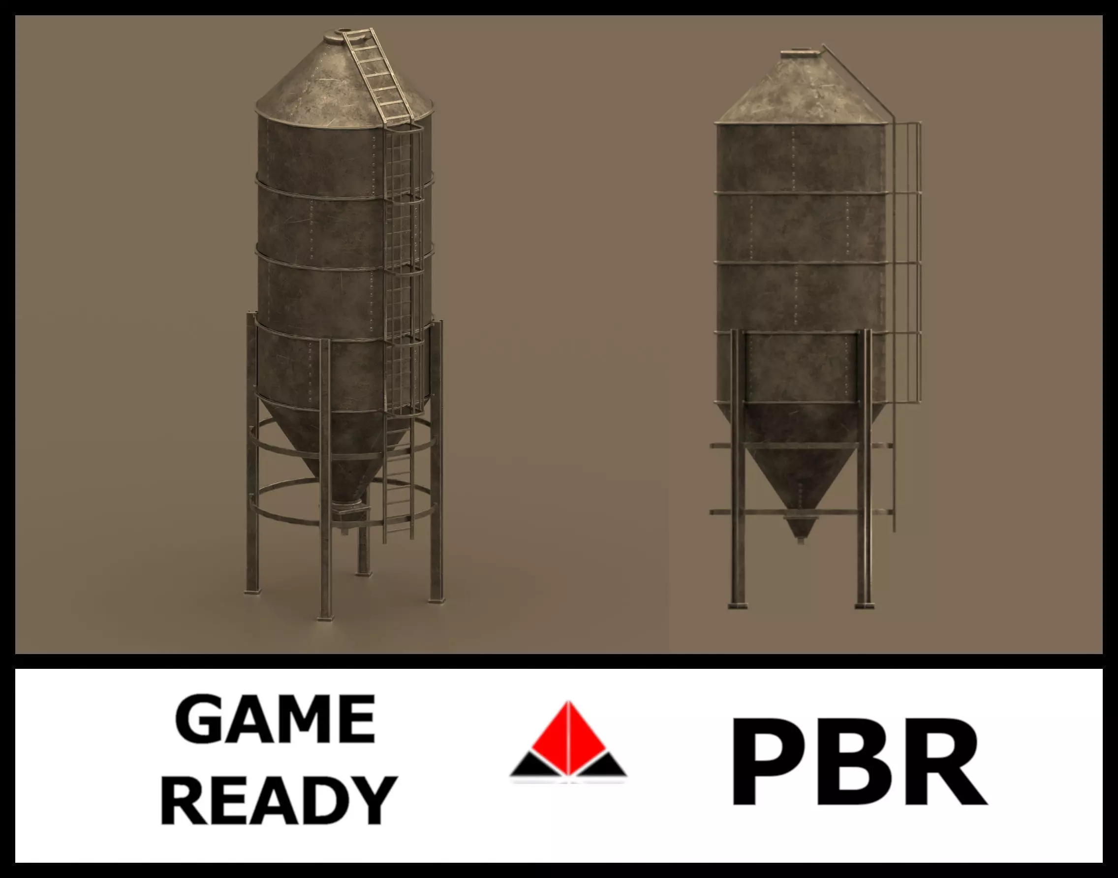 Silos metal silo Low-poly 3D model_0