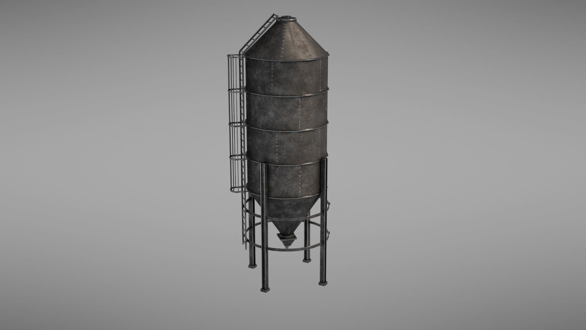 Silos metal silo Low-poly 3D model_16