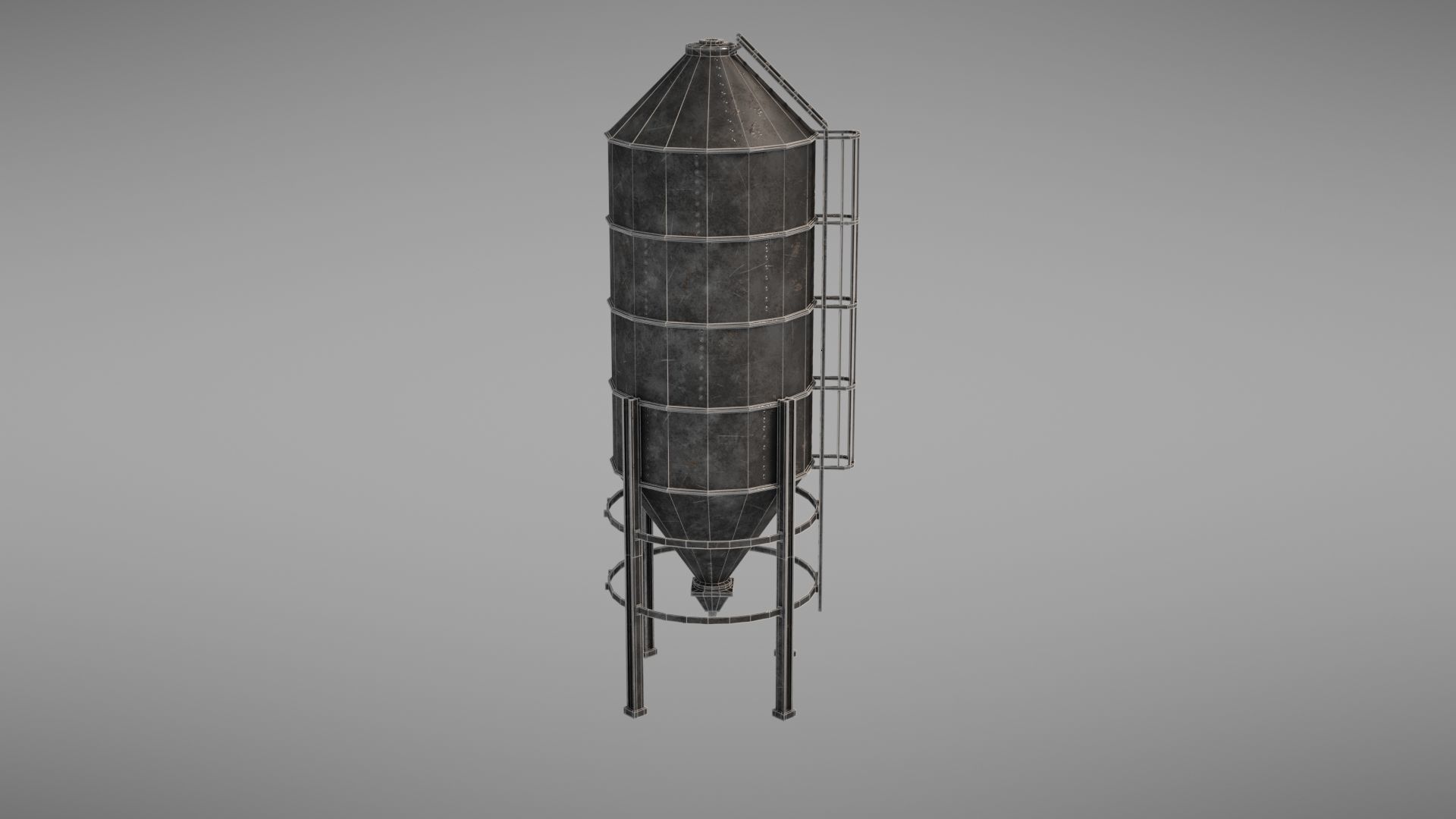 Silos metal silo Low-poly 3D model_28
