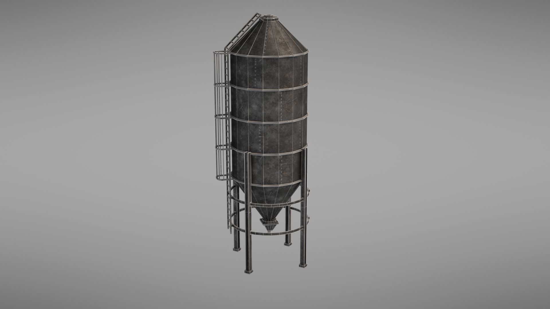 Silos metal silo Low-poly 3D model_36
