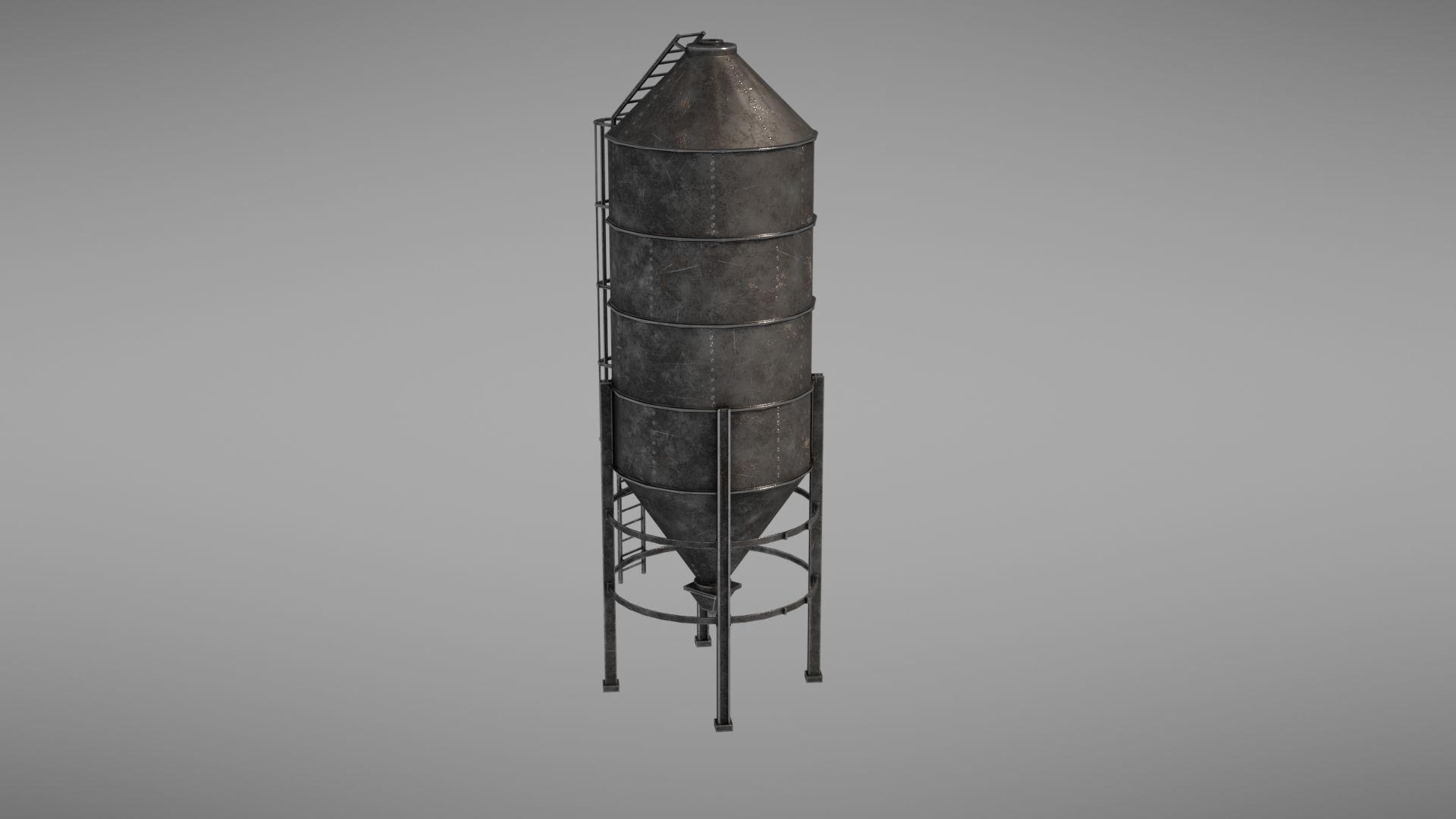 Silos metal silo Low-poly 3D model_14