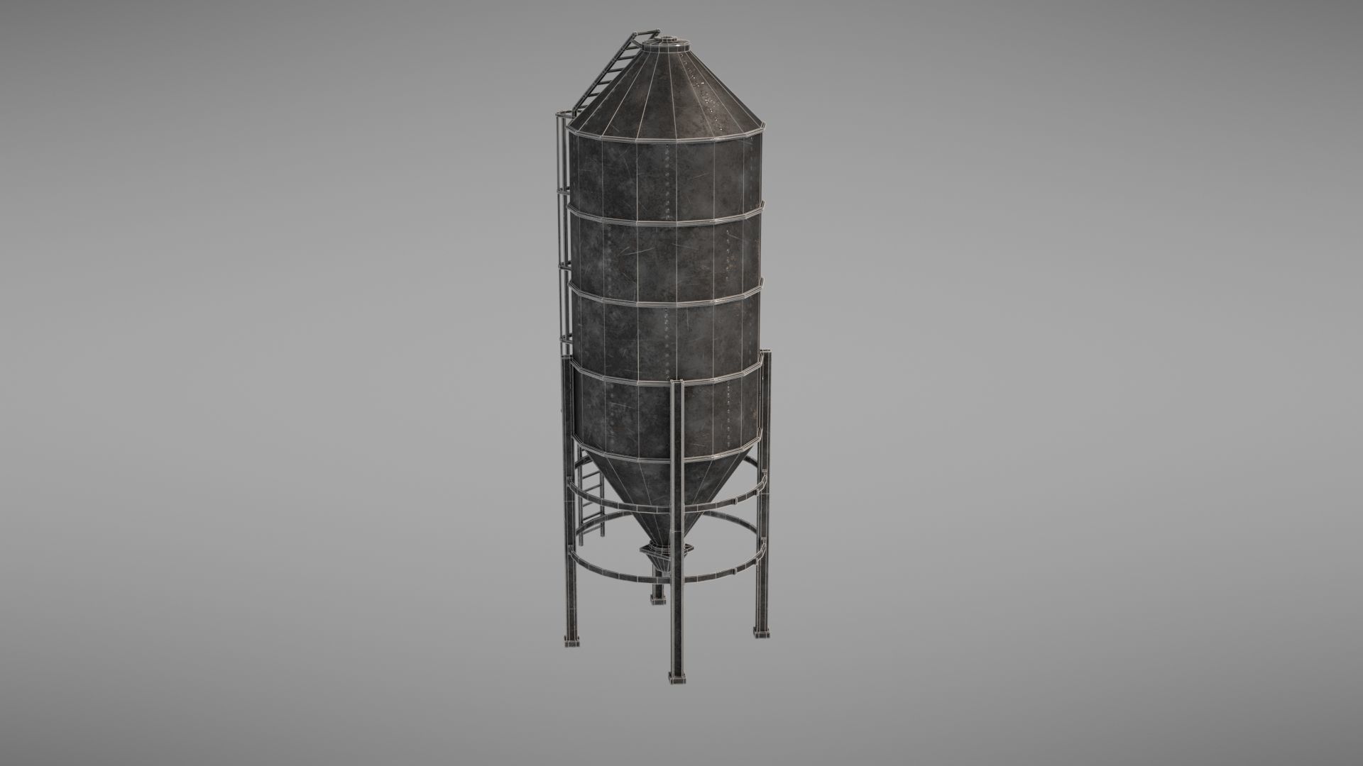 Silos metal silo Low-poly 3D model_34