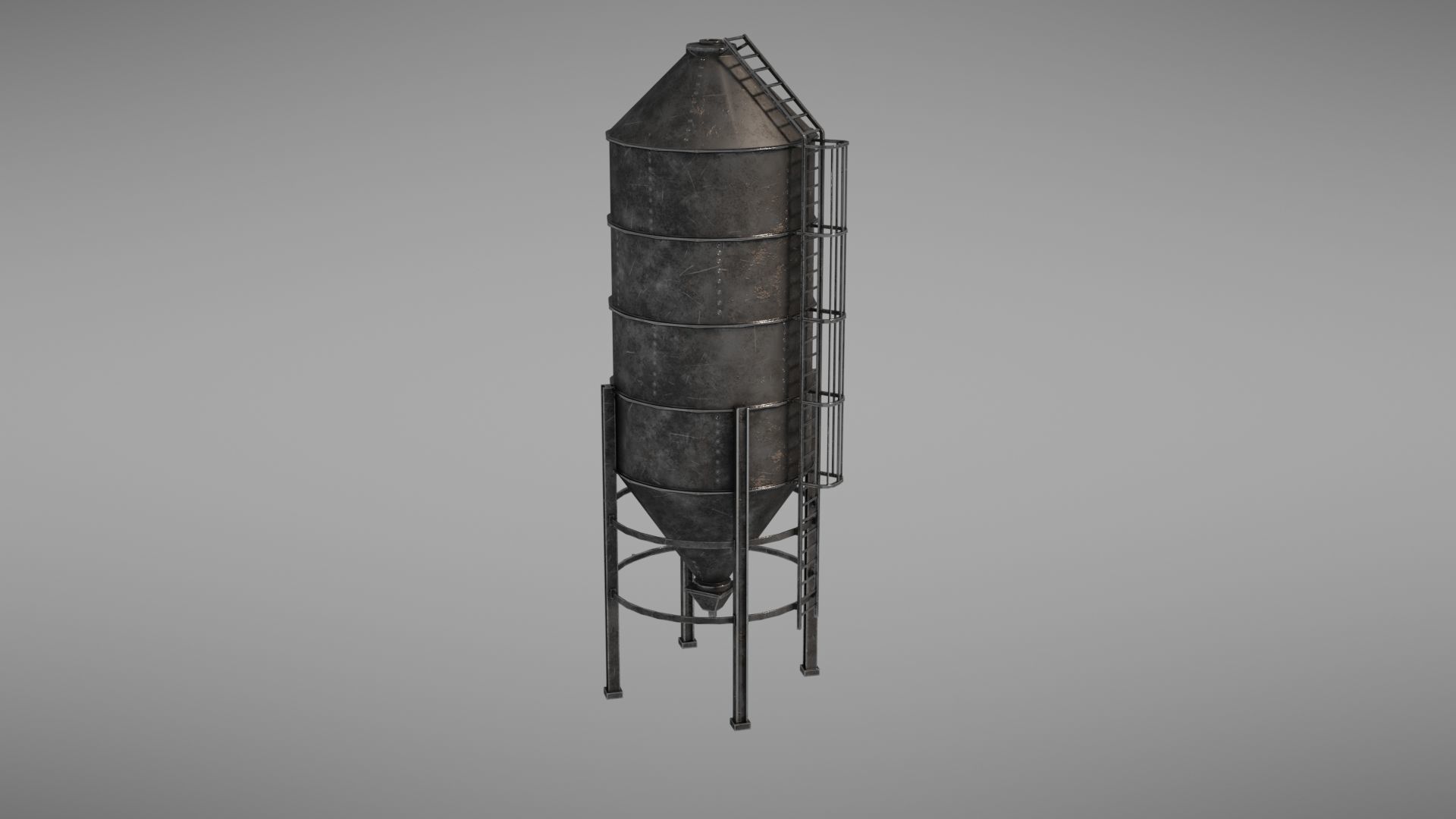 Silos metal silo Low-poly 3D model_6