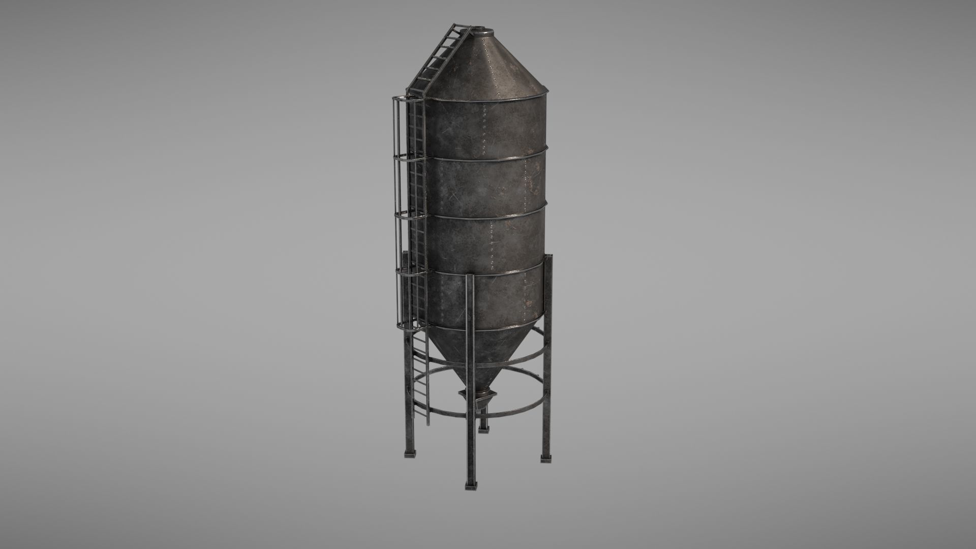 Silos metal silo Low-poly 3D model_17