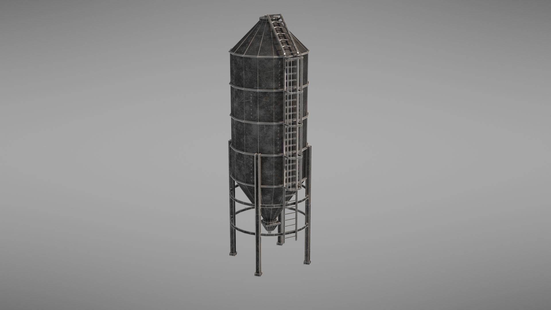 Silos metal silo Low-poly 3D model_41