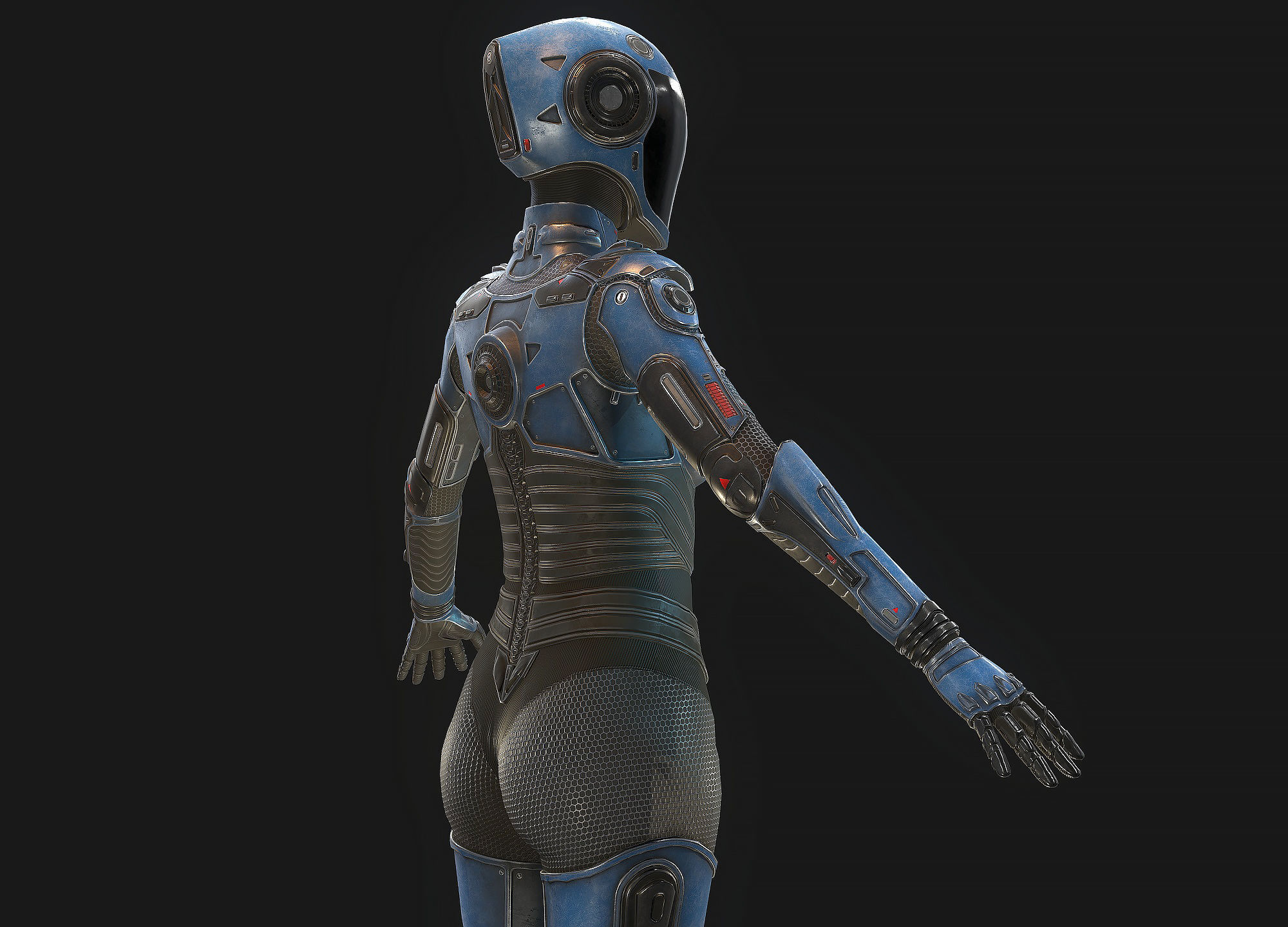 Female Cyborg Low Poly Low-poly 3D model_11