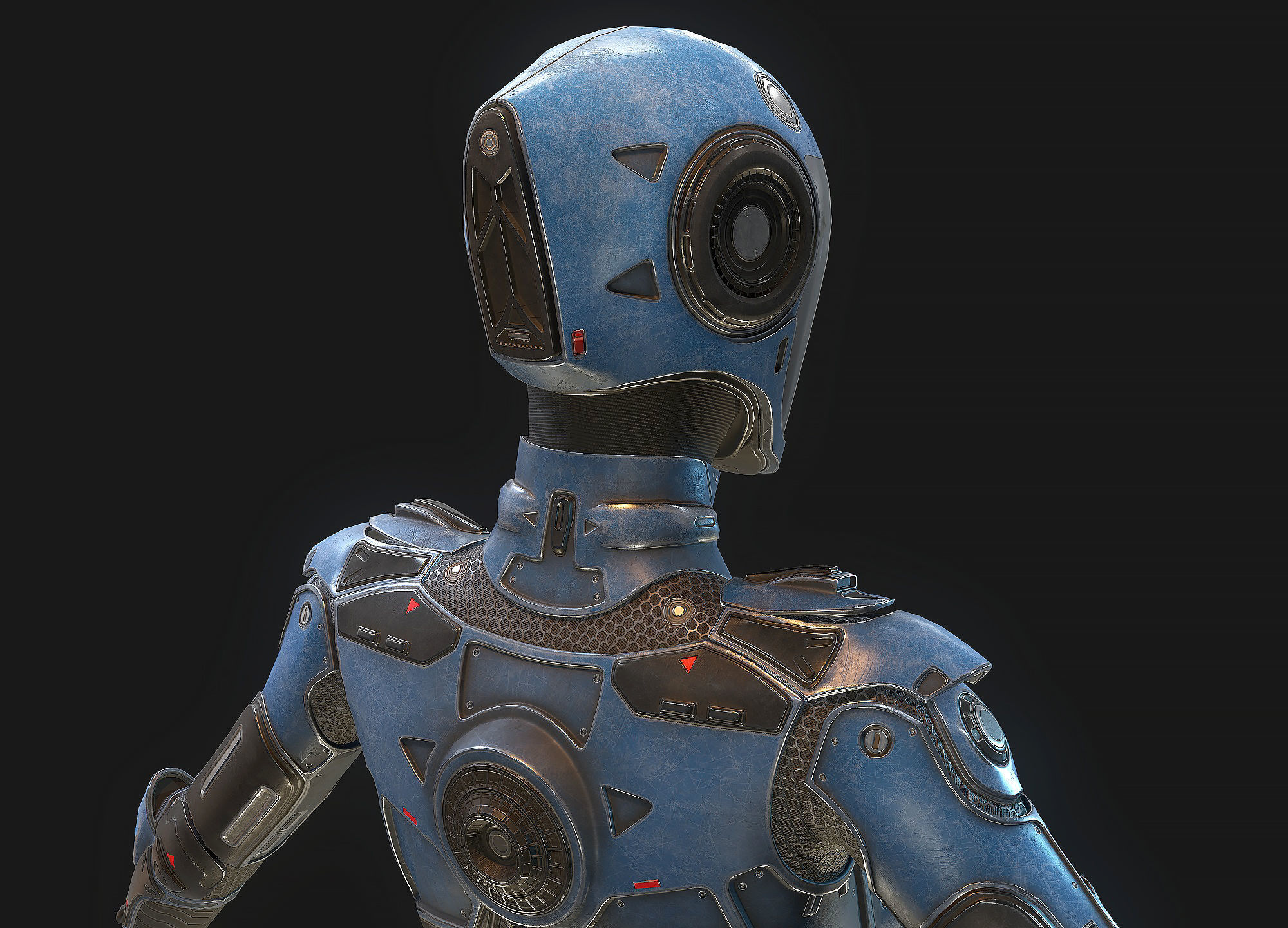 Female Cyborg Low Poly Low-poly 3D model_6