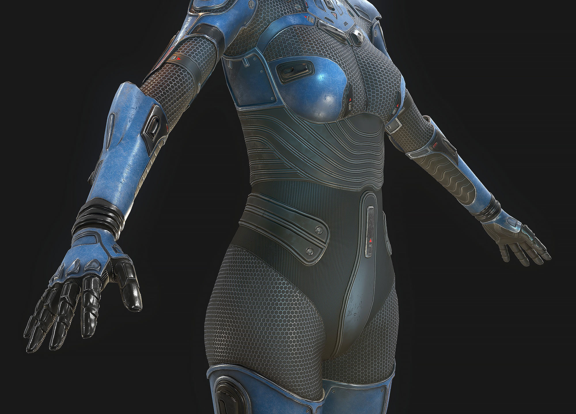 Female Cyborg Low Poly Low-poly 3D model_8