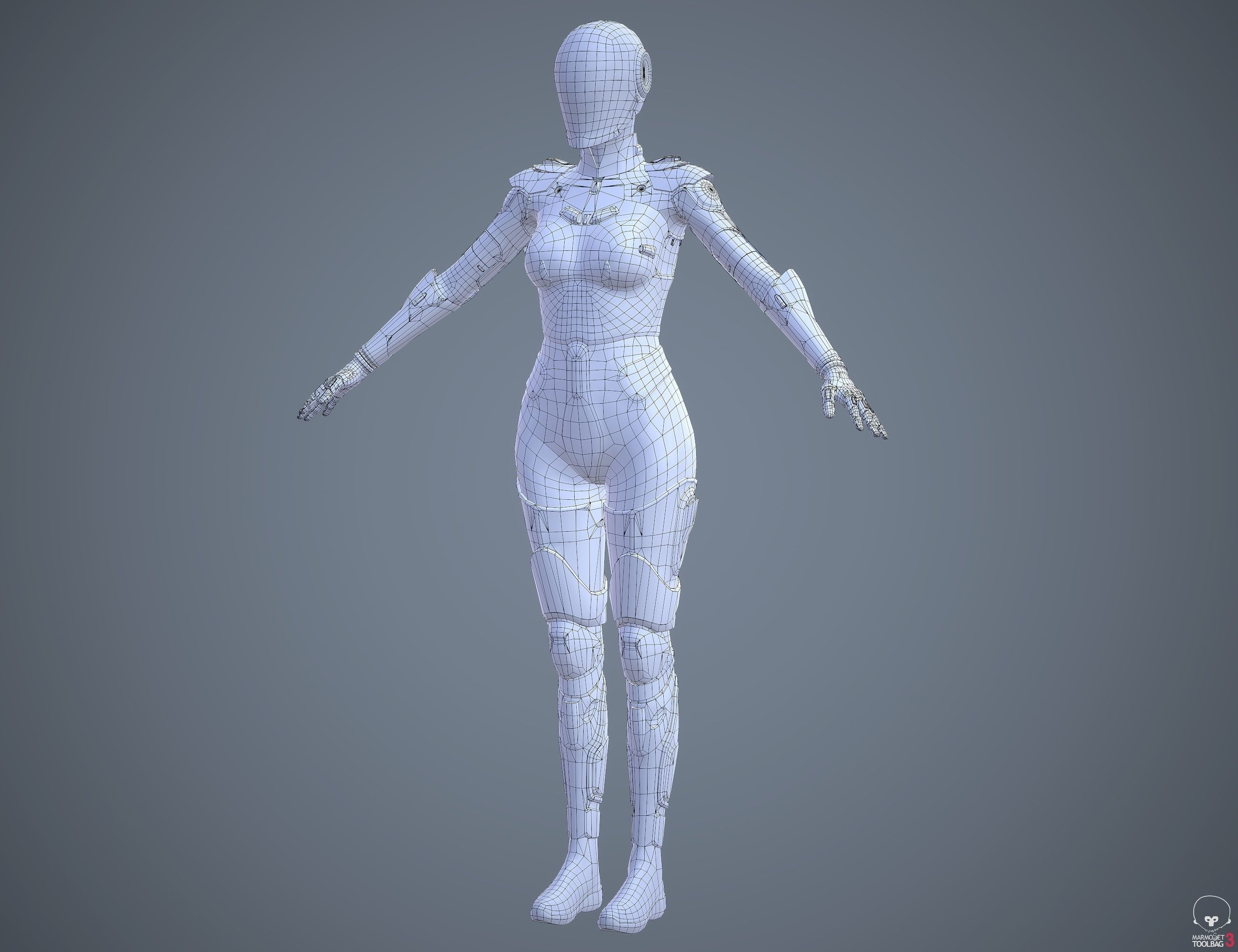 Female Cyborg Low Poly Low-poly 3D model_20