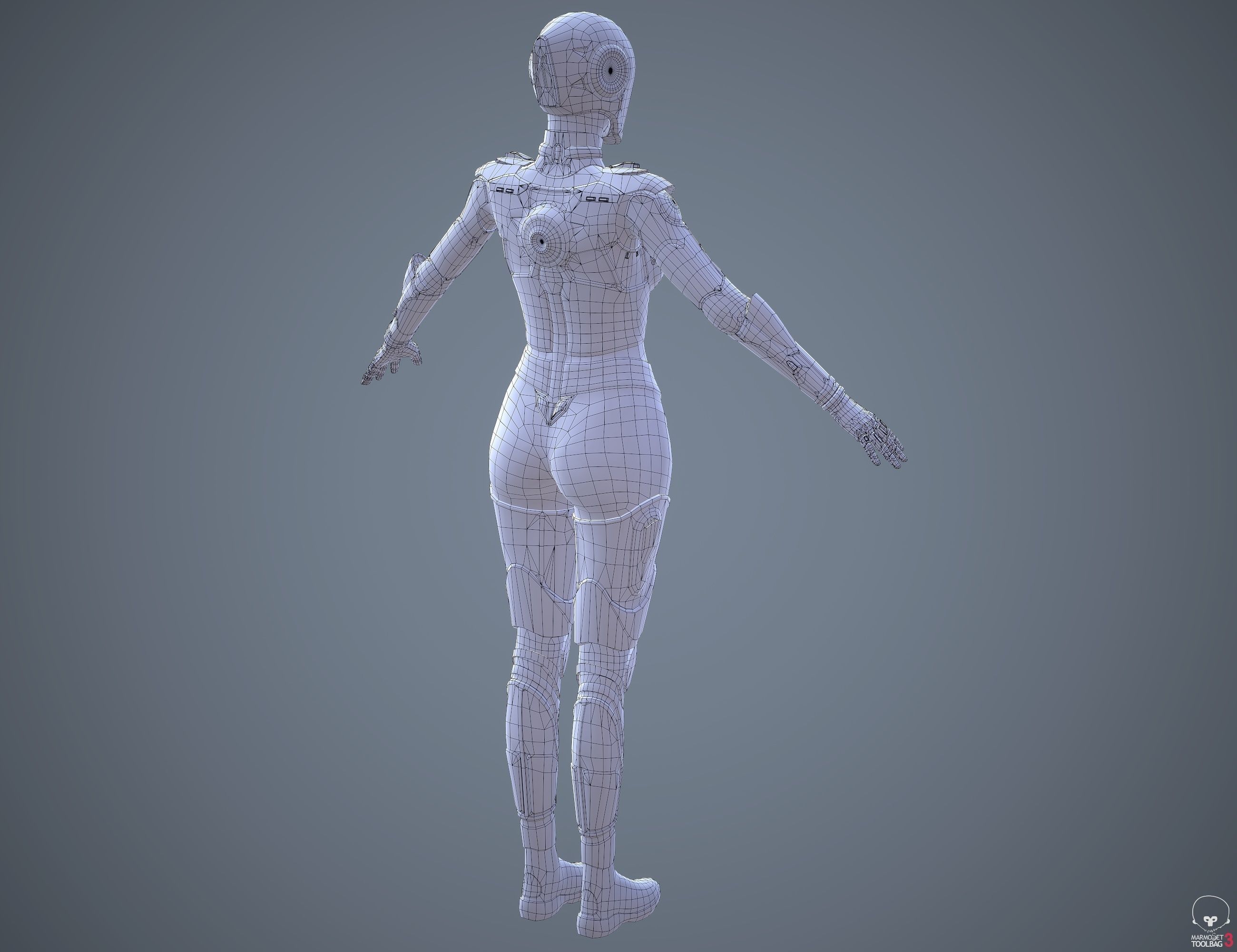 Female Cyborg Low Poly Low-poly 3D model_19