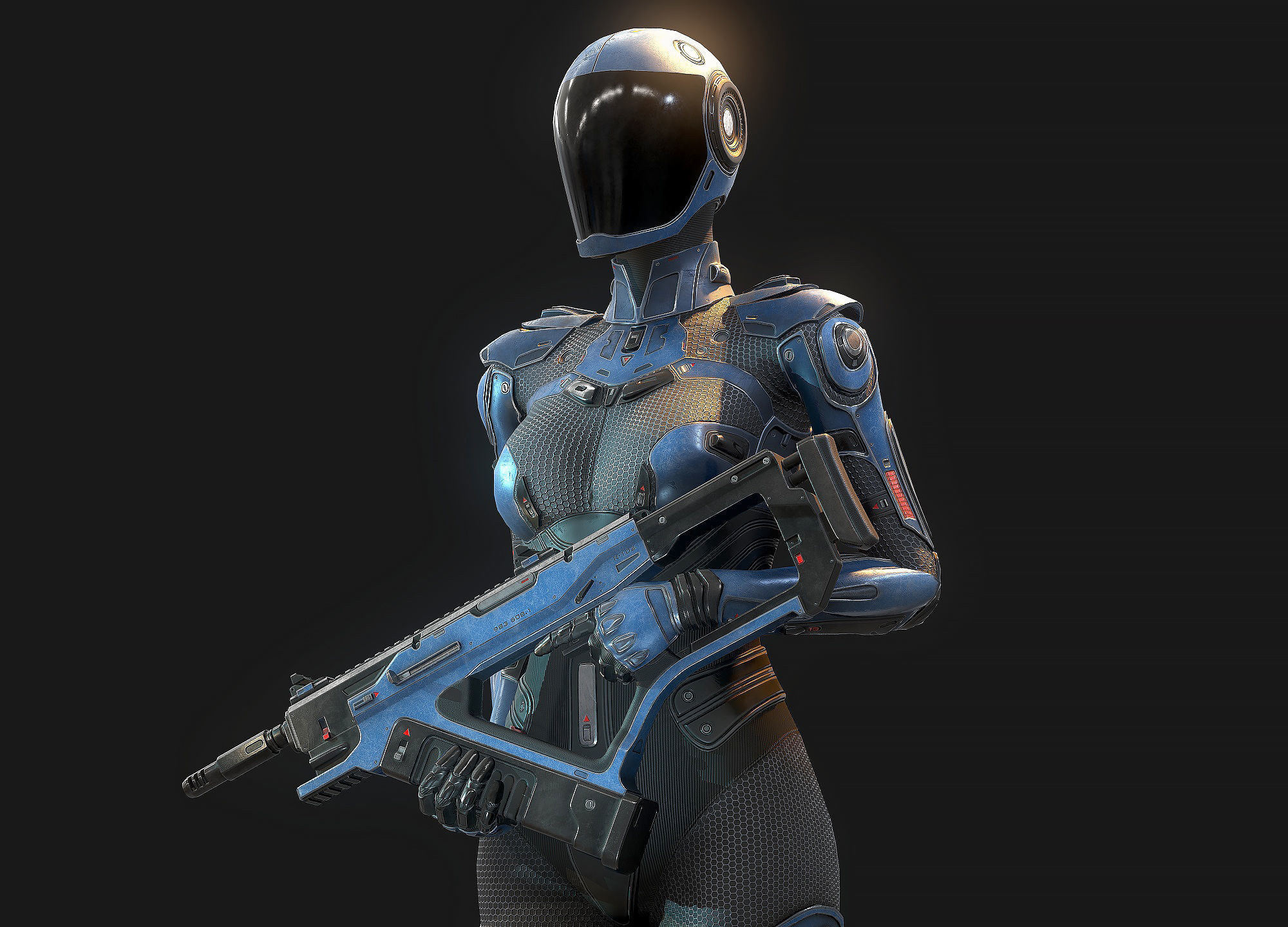 Female Cyborg Low Poly Low-poly 3D model_5