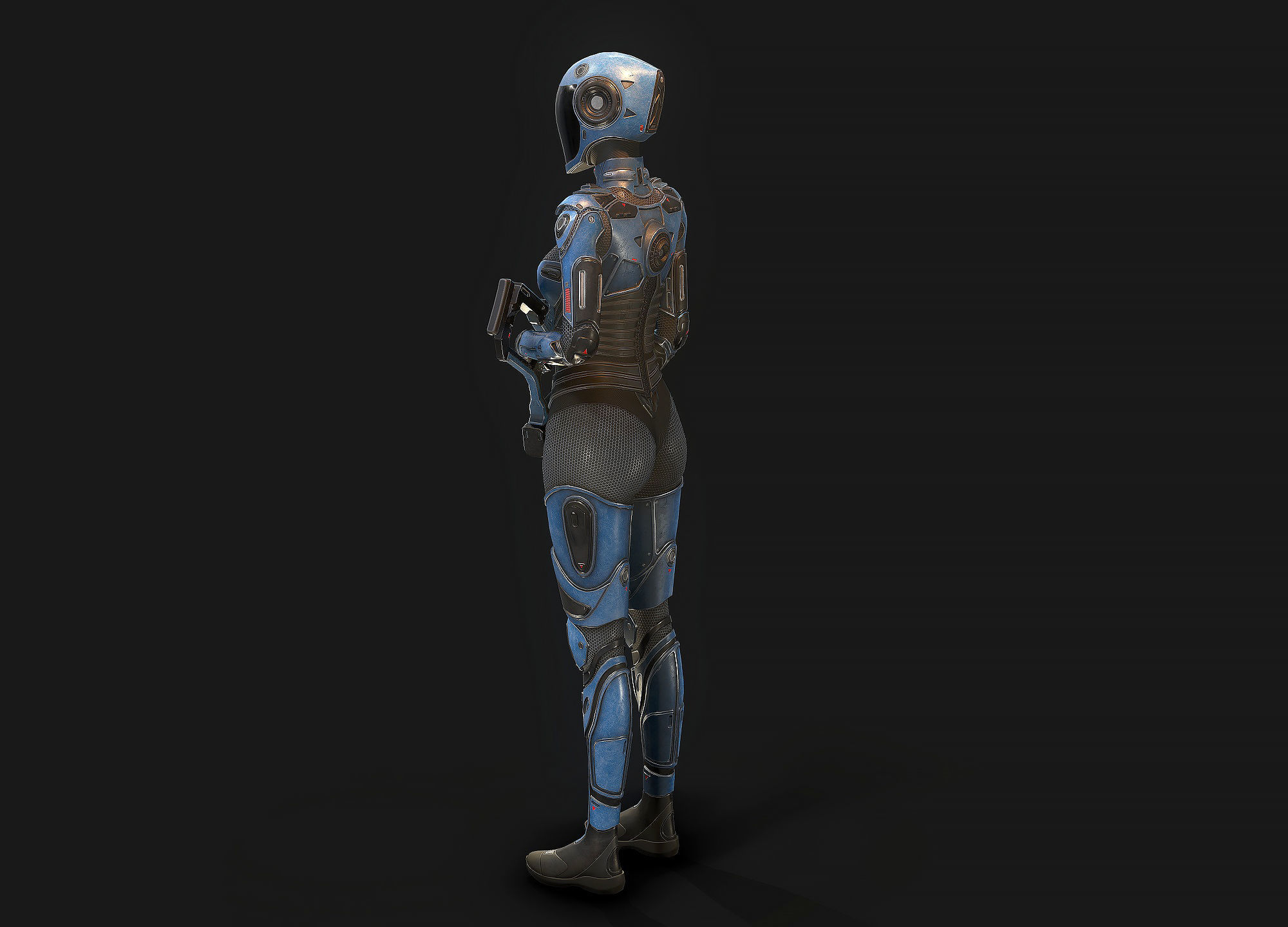Female Cyborg Low Poly Low-poly 3D model_3