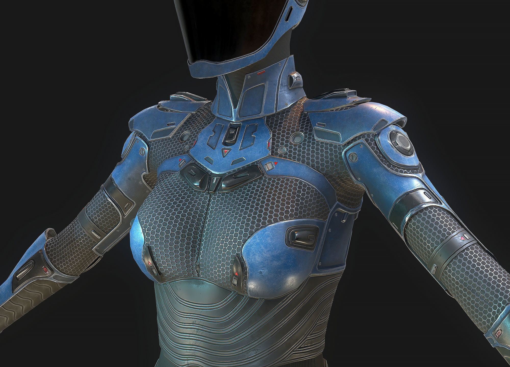 Female Cyborg Low Poly Low-poly 3D model_7
