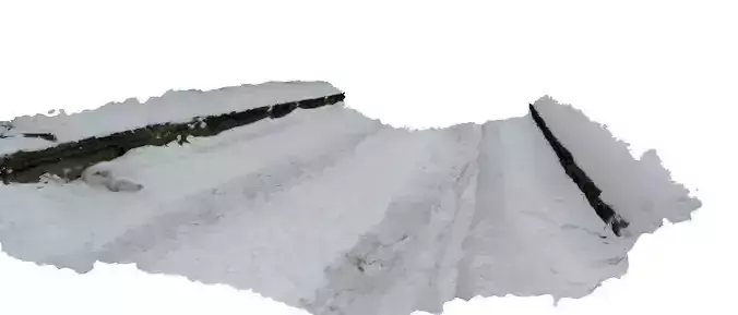 Winter snow wheels traces 3D scan Low-poly 3D model