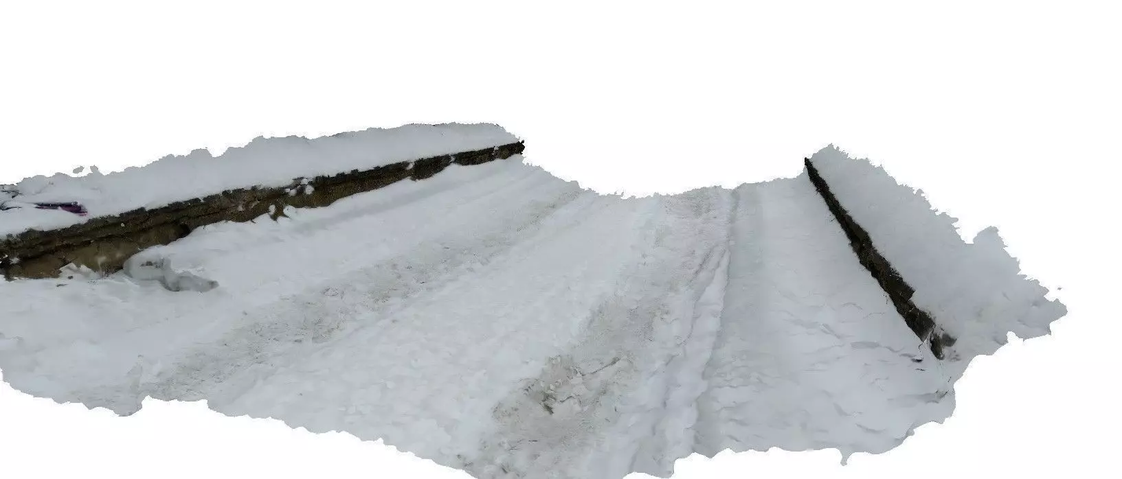 Winter snow wheels traces 3D scan Low-poly 3D model_0