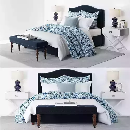 Pottery Barn Raleigh Bed 4 blue 3D model