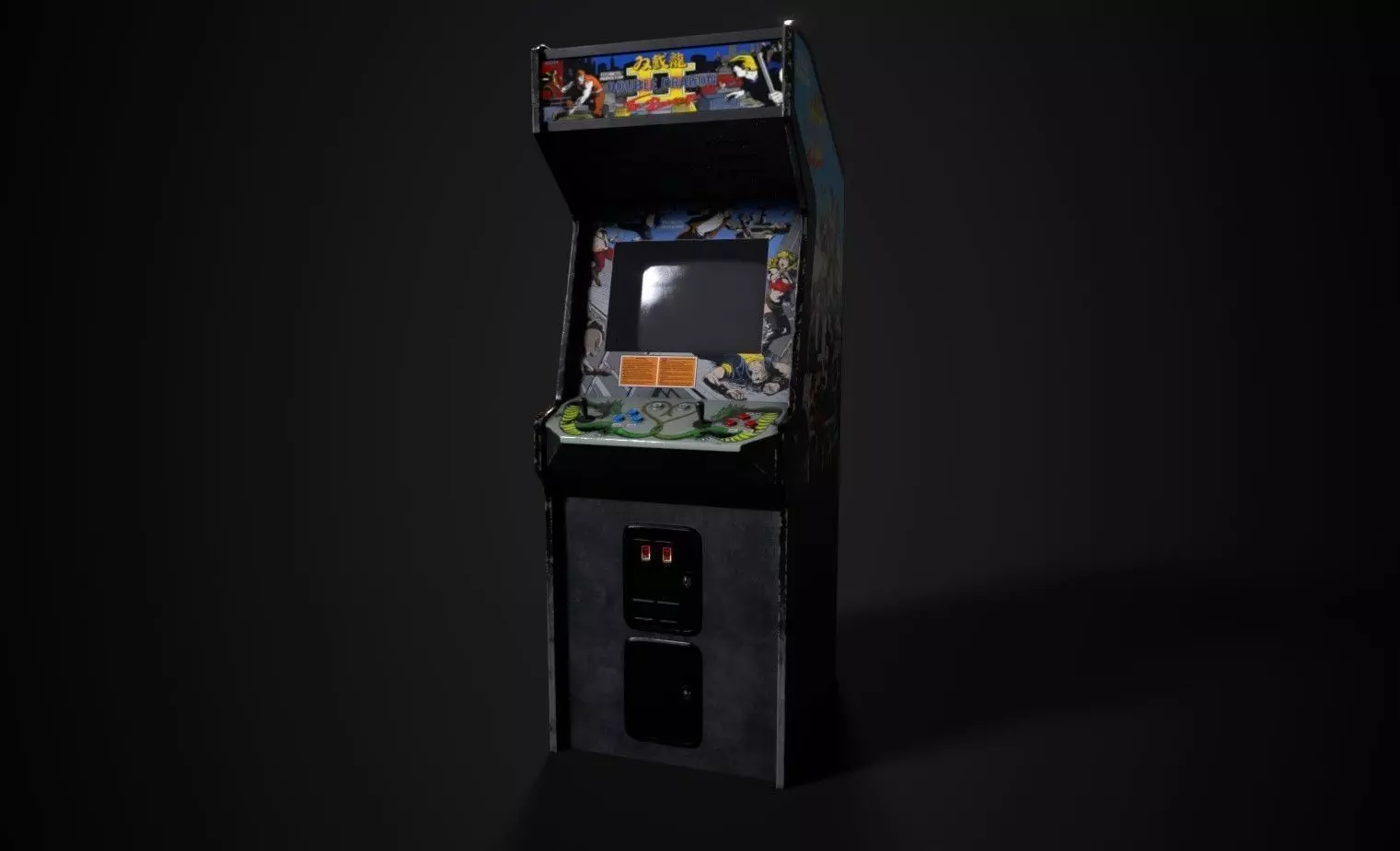 Double Dragon 2 Arcade Machine Low-poly 3D model_0