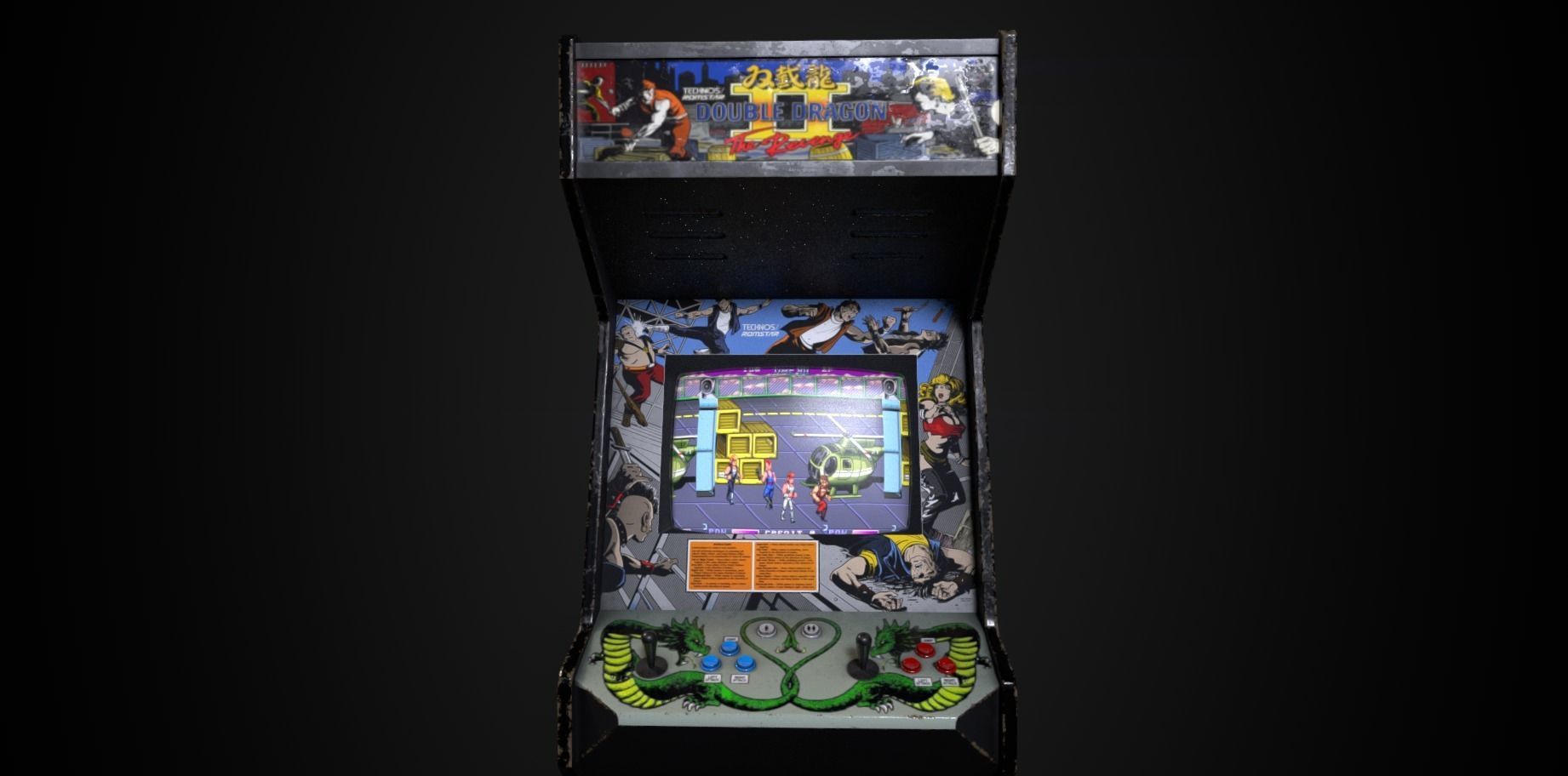 Double Dragon 2 Arcade Machine Low-poly 3D model_2