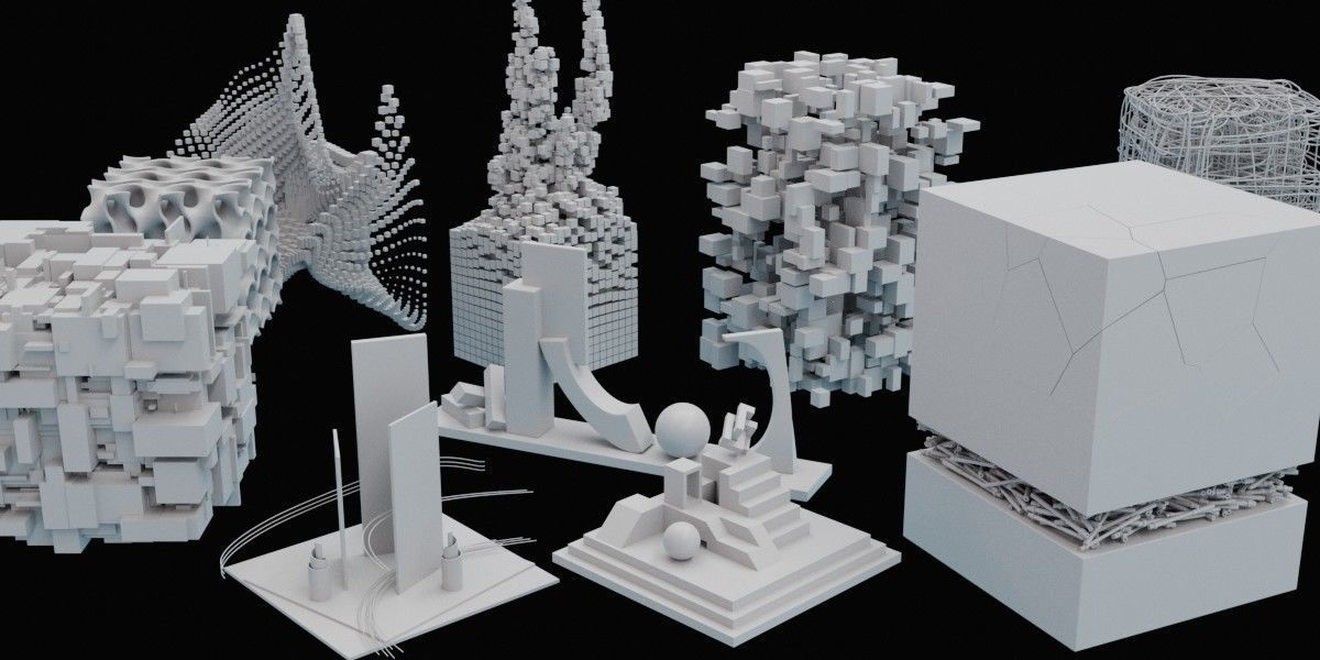 Abstract art kitbash set - create abstract art in minutes 3D model_11