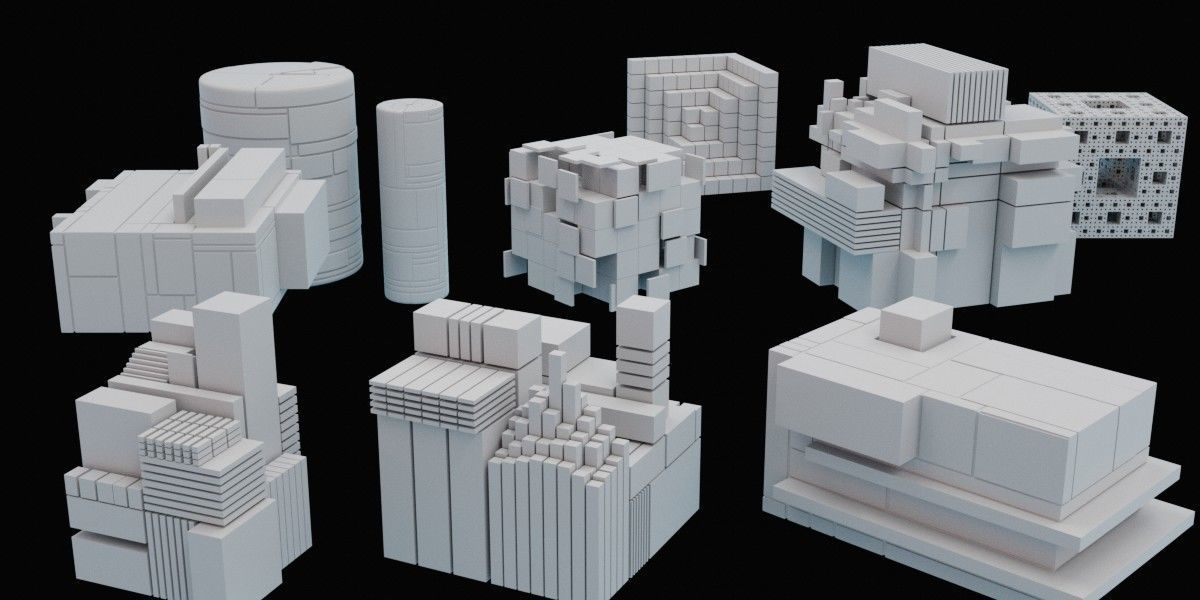 Abstract art kitbash set - create abstract art in minutes 3D model_10