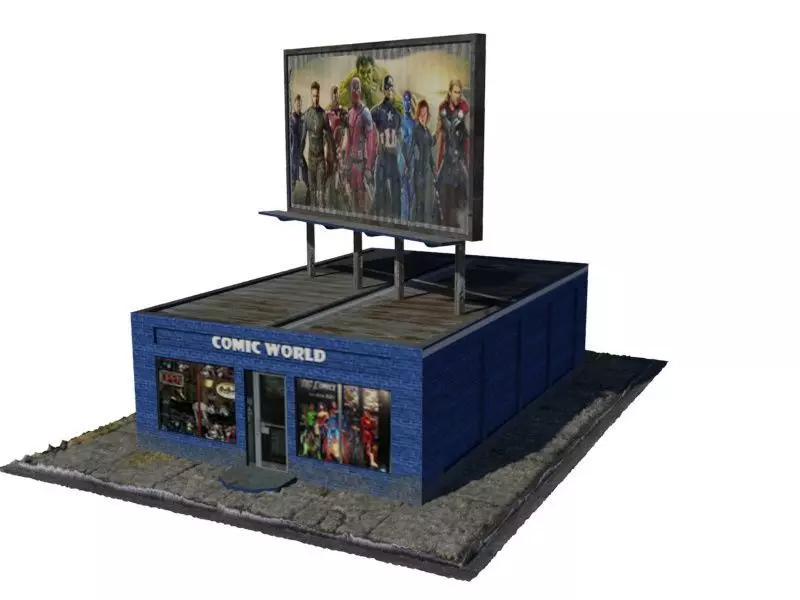 Low Polygon Comic Book Store Free low-poly 3D model