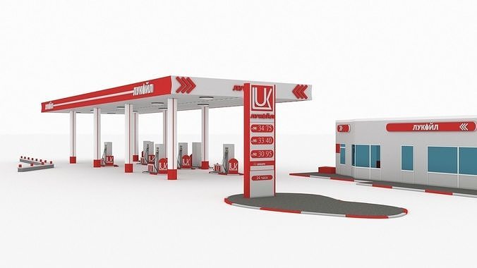 Gas Station lukoil  Low-poly 3D model