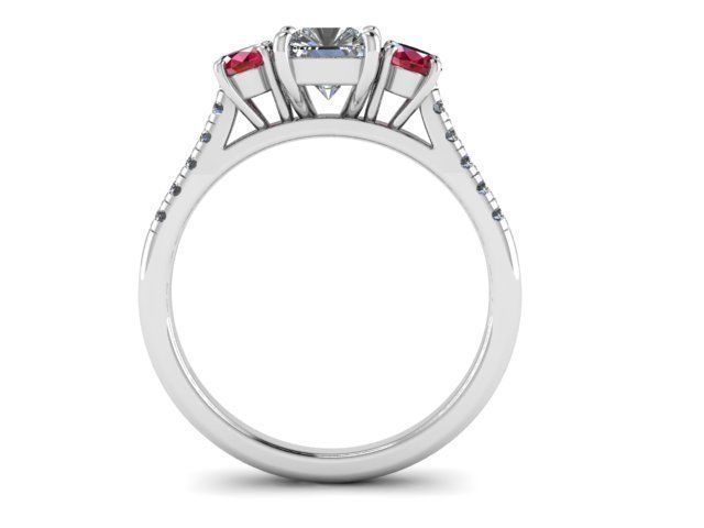 Ruby Diamond three stone ring  3D print model_2