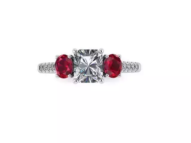 Ruby Diamond three stone ring 