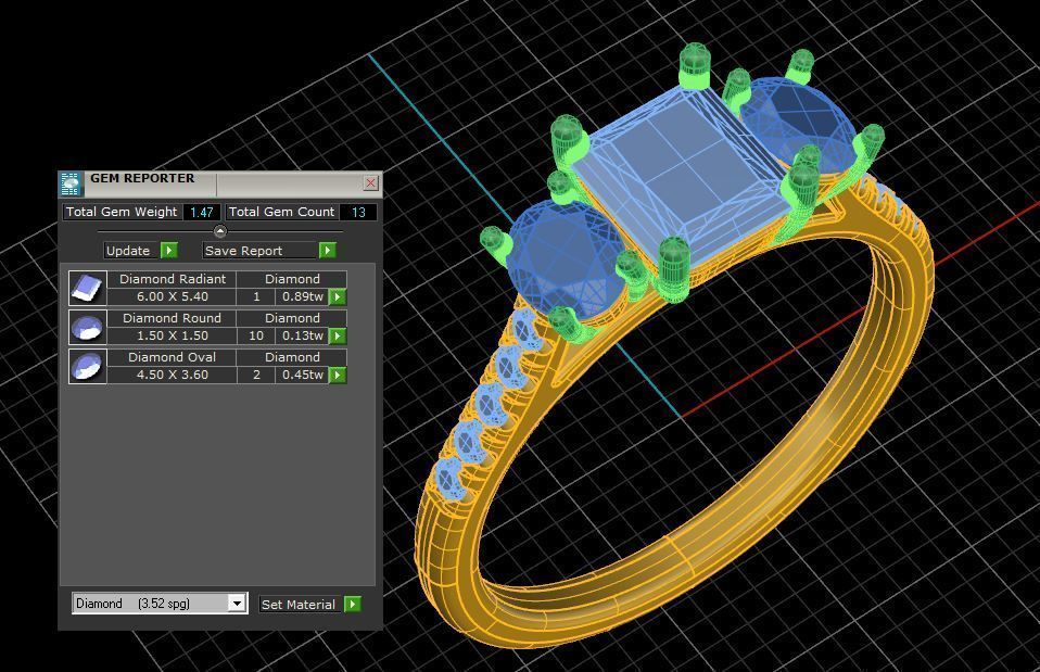Ruby Diamond three stone ring  3D print model_8