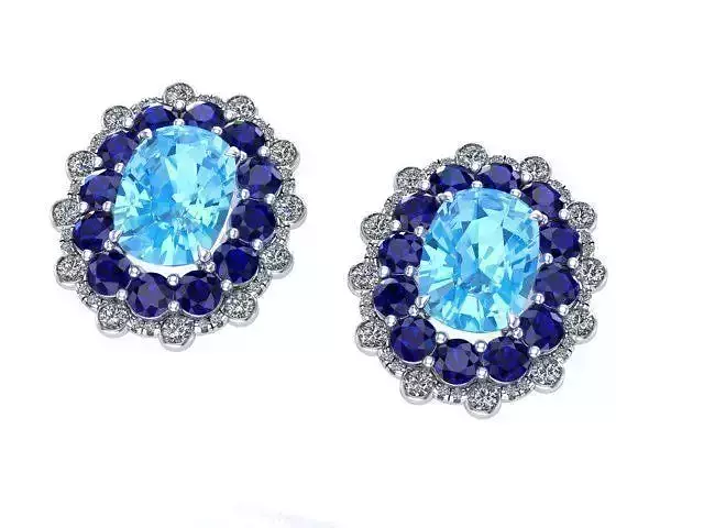 Blue topaz antique EARRING