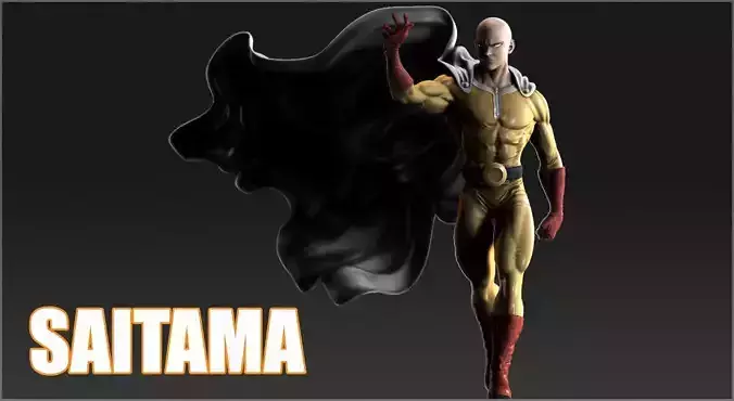 Saitama 3D Model statue of superhero