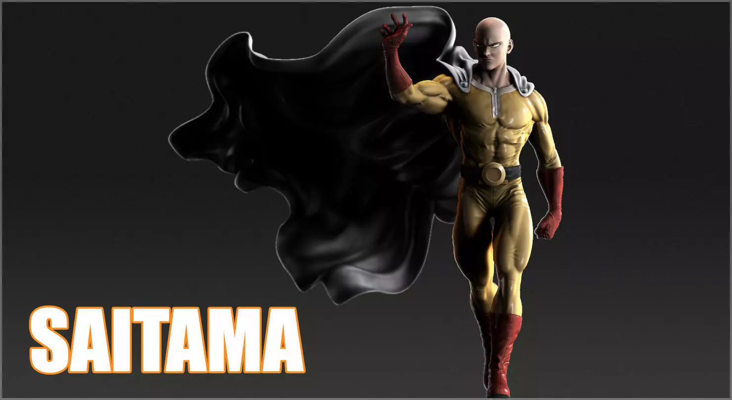 Saitama 3D Model statue of superhero 3D print model_0