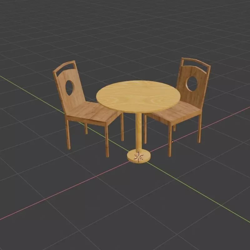 Dinner table Low-poly 3D model_0
