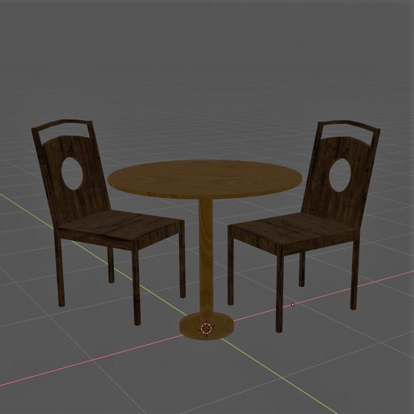 Dinner table Low-poly 3D model_2