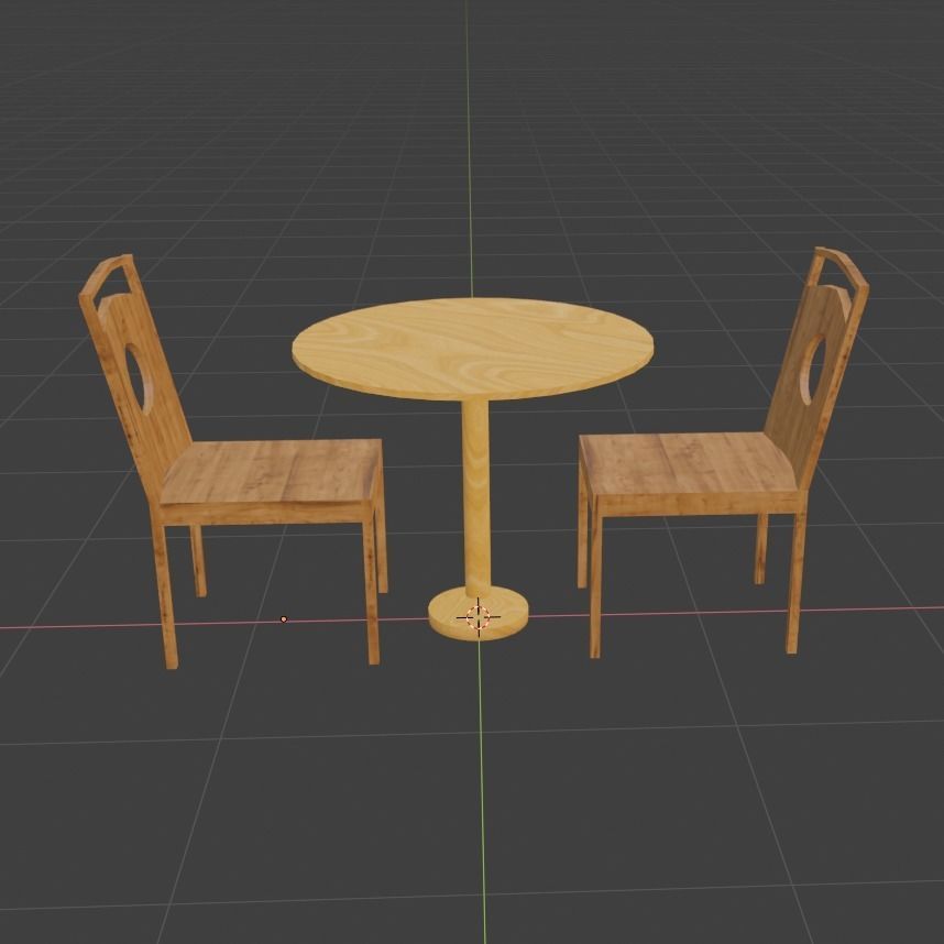 Dinner table Low-poly 3D model_4