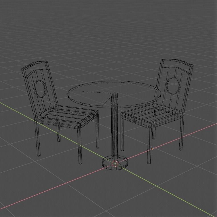 Dinner table Low-poly 3D model_1