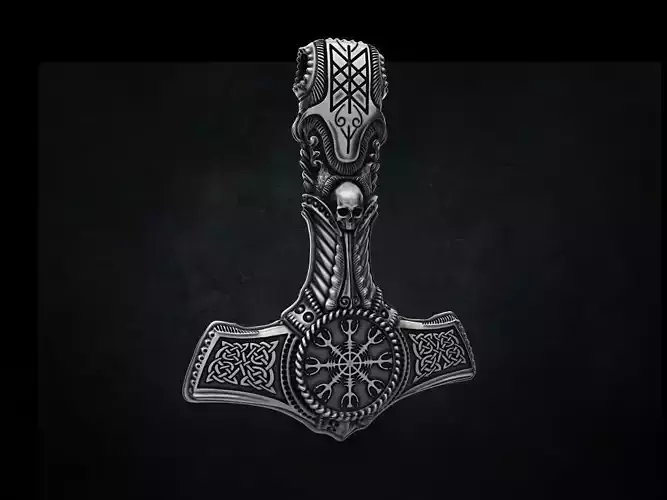 THOR Hammer Pendant STL 3D print 3D model for printing