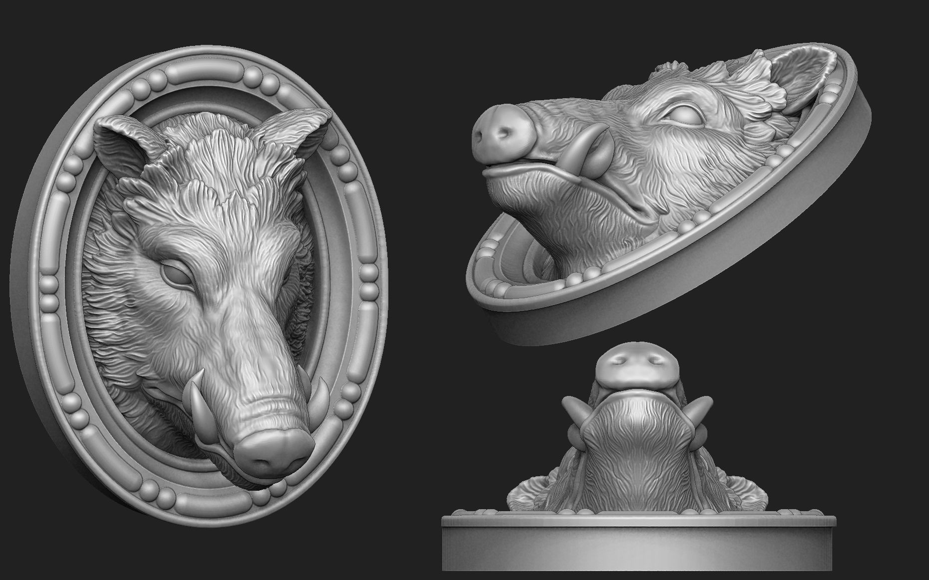 Boar Head Printable 3D print model_3