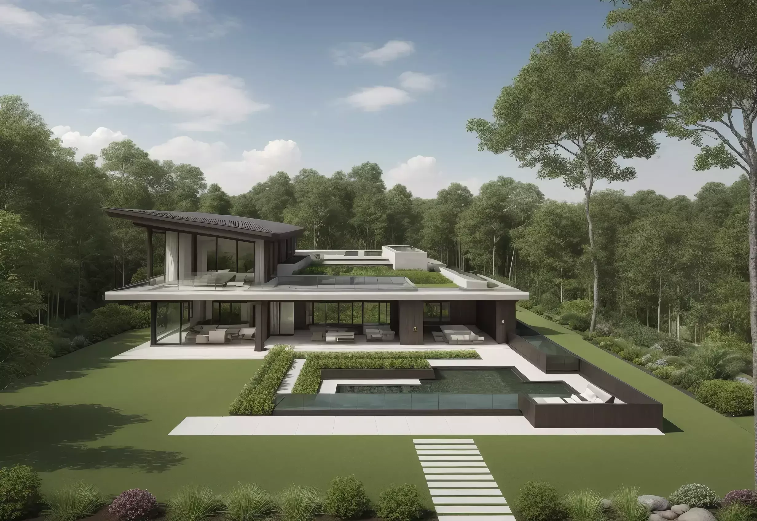 Figtree Modern Residential House Revit Model Low-poly 3D model_0