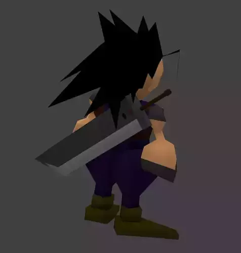 Zack Fair Low poly Blender model 3D model