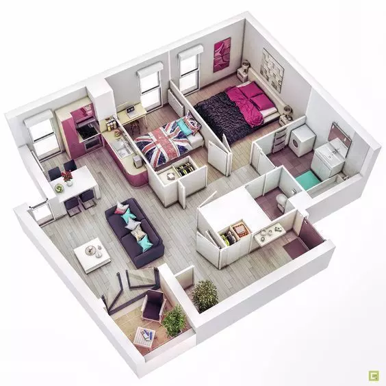 3D HOUSE PLANS Low-poly 3D model