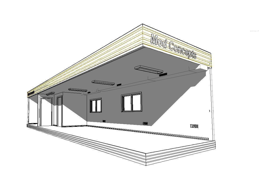 Construction Site Trailer On Running Steel Frame 12 x 45 ft  3D model_9