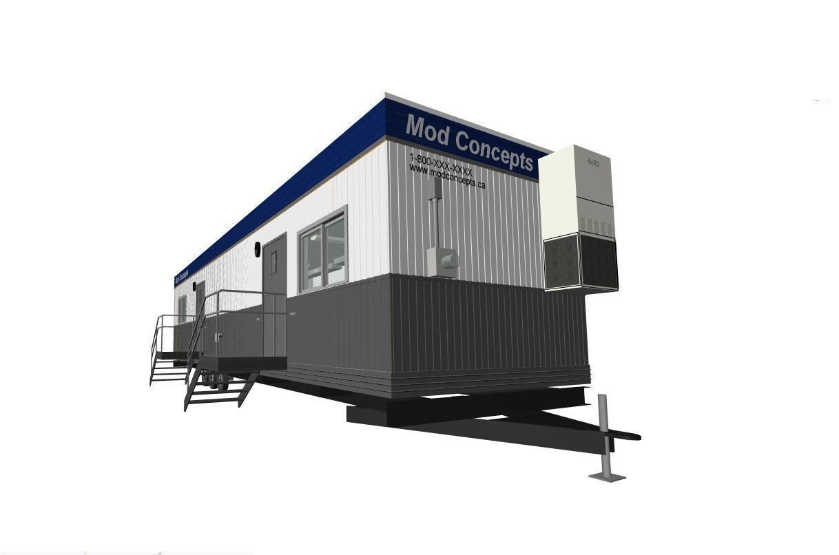 Construction Site Trailer On Running Steel Frame 12 x 45 ft  3D model_4