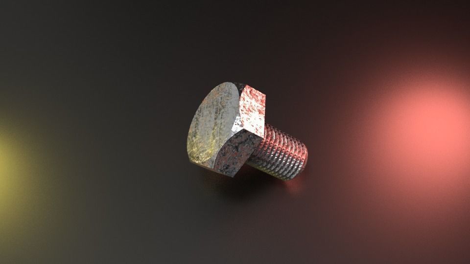 Nut Bolt and Screw Low-poly 3D model_9