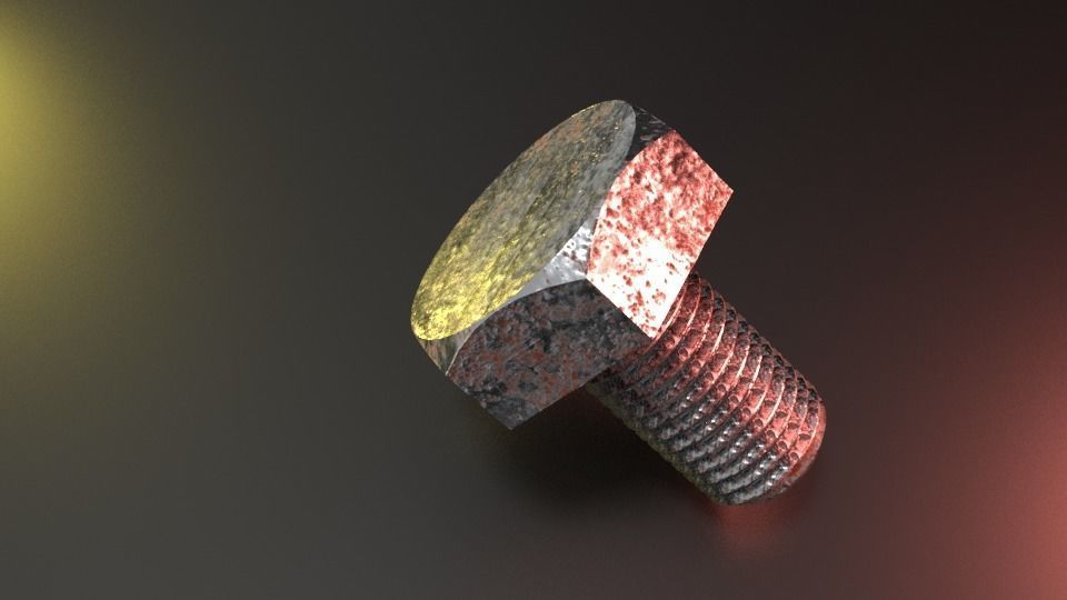 Nut Bolt and Screw Low-poly 3D model_6