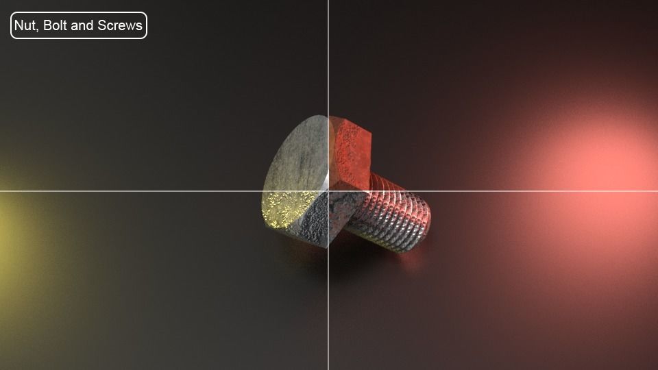 Nut Bolt and Screw Low-poly 3D model_1