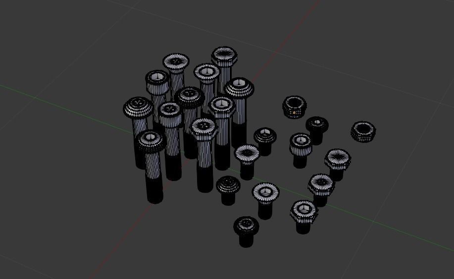 Nut Bolt and Screw Low-poly 3D model_11